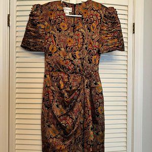 Vintage Richard Warren Faux Wrap Silk Dress, Size 4